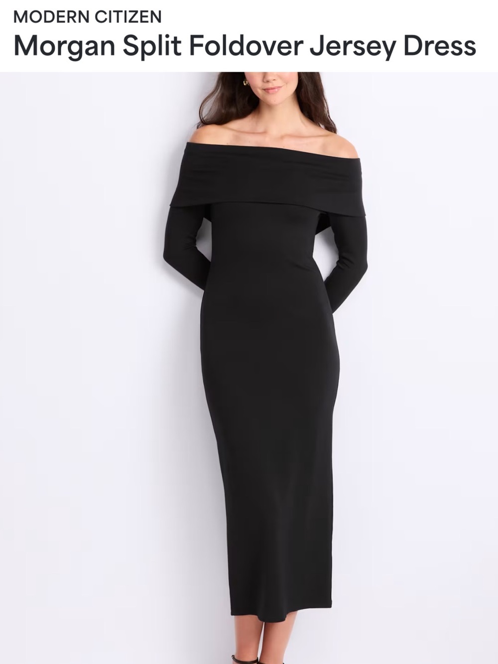 Modern Citizen Off-the-Shoulder Black Foldover Jersey Dress